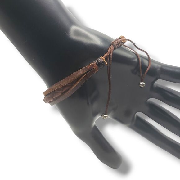 Multiple Strap Brown Leather  Bracelet Adjustable Stackable Unisex - Picture 2 of 10